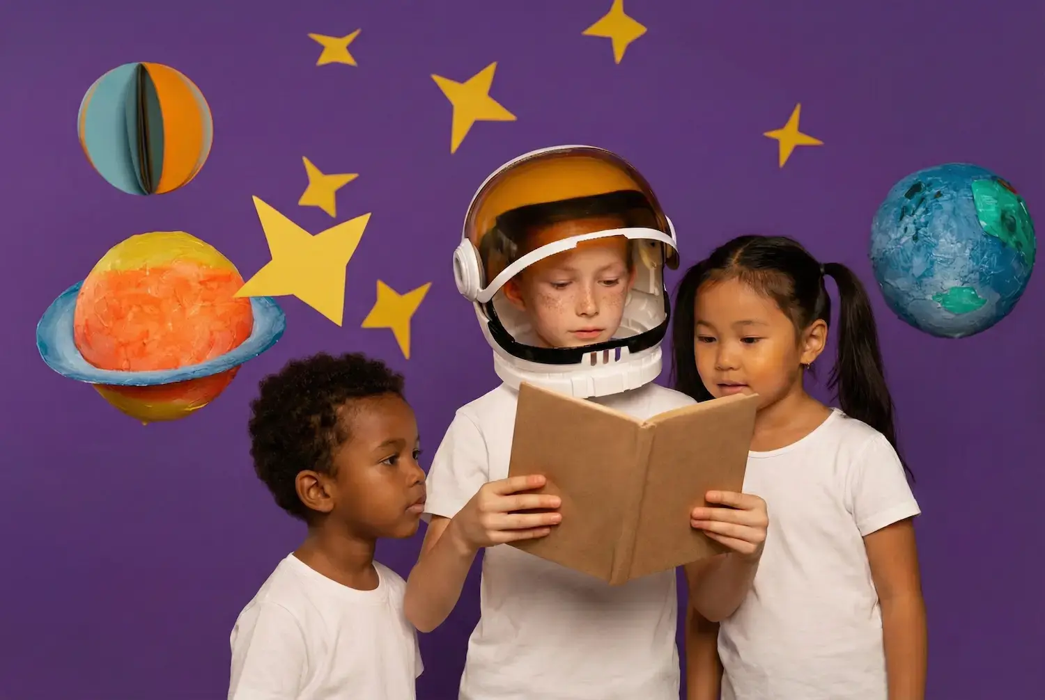 Kids playing in an imaginative, make-believe setting