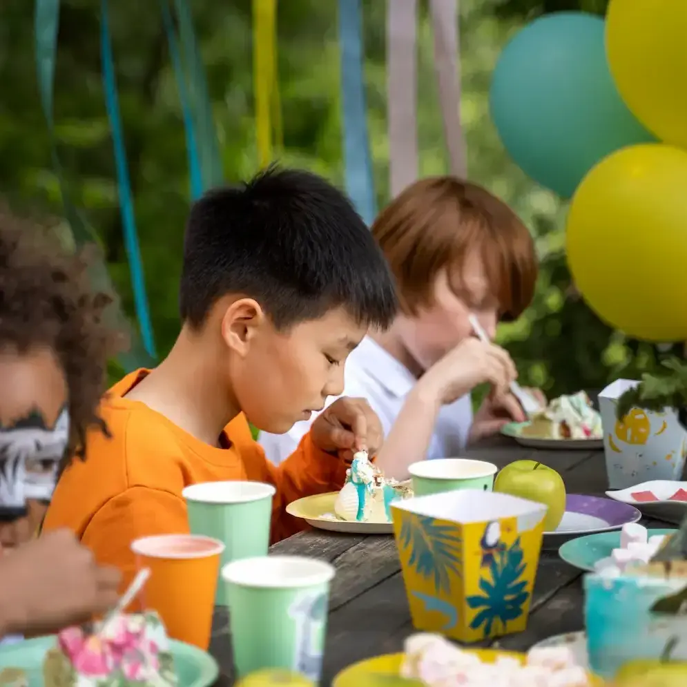 Kids having fun at a jungle themed party