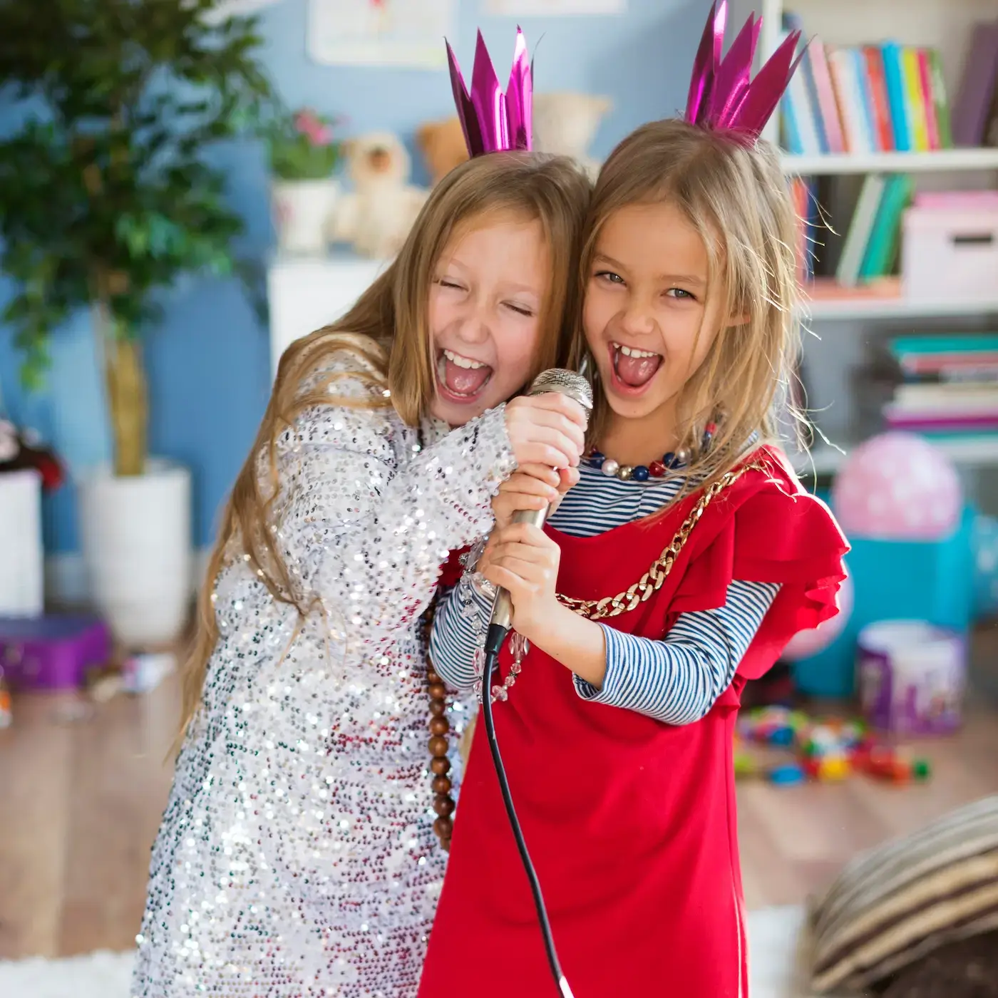Kids celebrating with balloons