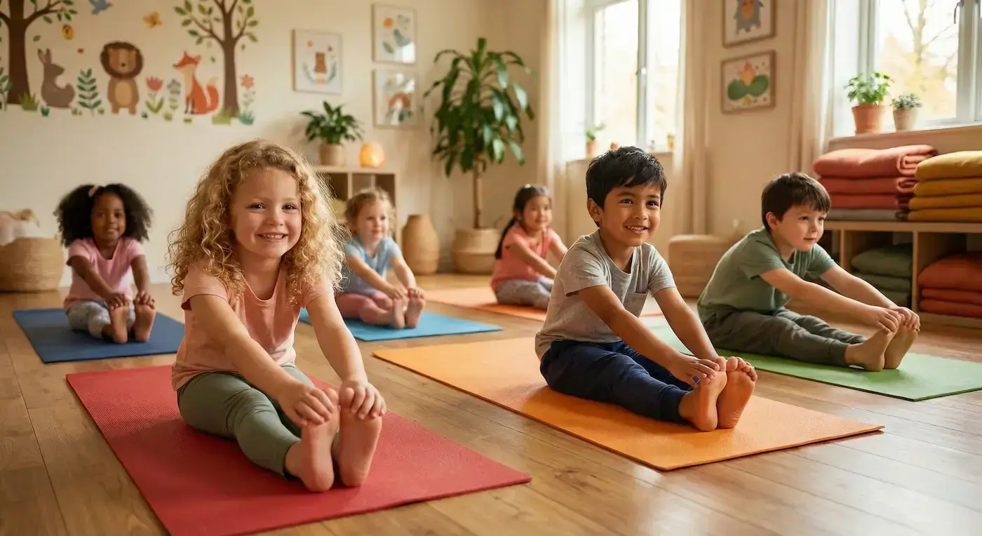 Young kids enjoying yoga movement